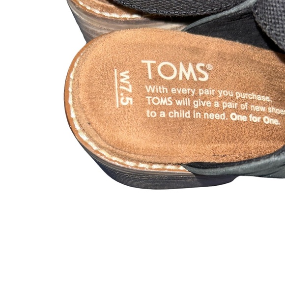 Women Toms Leila Slingback Closed Toes Leather Mule black Shoes Sz 7.5 clogs - Picture 2 of 4